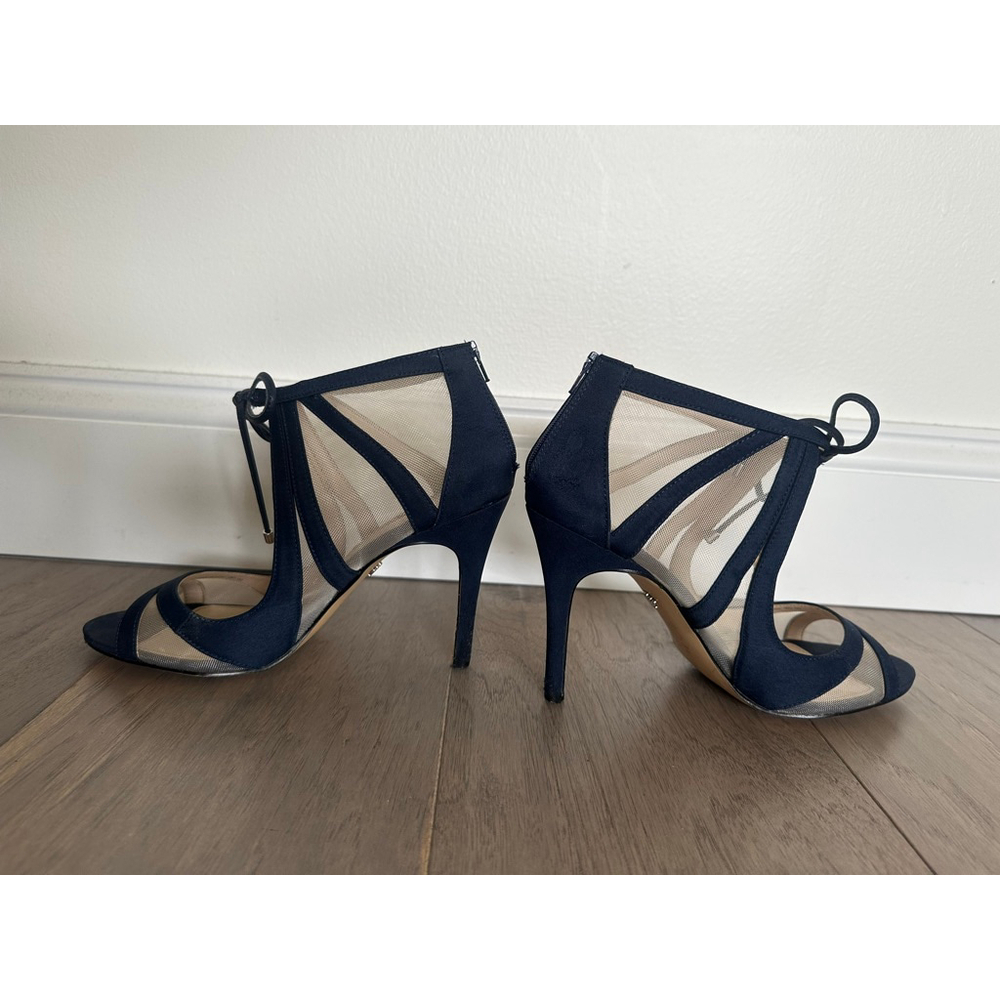 Nina Cherie Navy Mesh Peep Toe Heels Women's Size 7.5 - Picture 5 of 11
